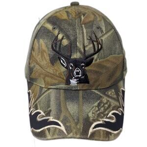 KYS Baseball Cap Green Brown OS Camo Deer Embroidered Strapback Hat Adjustable